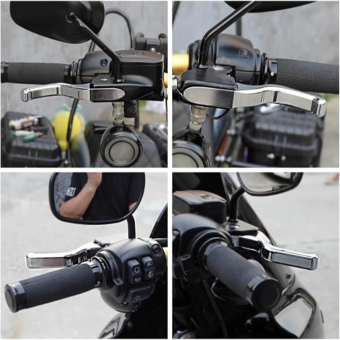3 Finger 5.9" CNC Shorty Hand Control Lever Kit Brake Clutch Levers Fit for Harley Touring Road Glide CVO, FLTRXSE, FLTRXSTSE, FLTRX 2024-2025(Chorme)