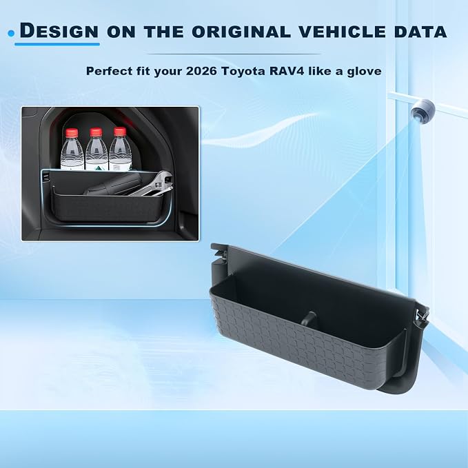 BIXUAN 2026 RAV 4 Trunk Side Storage Box for 2026 Toyota RAV 4 (6th Gen), TPE Rear Cargo Side Organizer Tray, Waterproof & Anti-Rattle Trunk Nook Bin, 2026 RAV 4 Interior Accessories