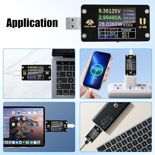 Diymore 2 in 1 Type C USB Tester USB Multimeter USB C Power Mester Tester USB-C Testers DC 4-24V 6A 1.77-inch Multi-Function Voltage and Current Meter QC/PD Protocol Trickle Charger Quick Charge