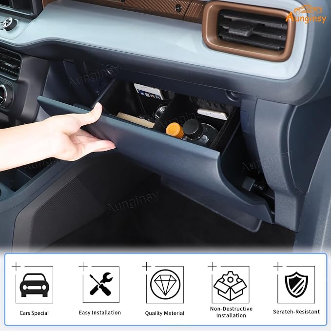 Aunginsy Center Console Glove Box Divider Organizer Compatible with Ford Maverick 2022-2025 Passenger Side Glove Divider Box Storage Bag Compartment Partition Insert Tray Secondary Storage Accessories