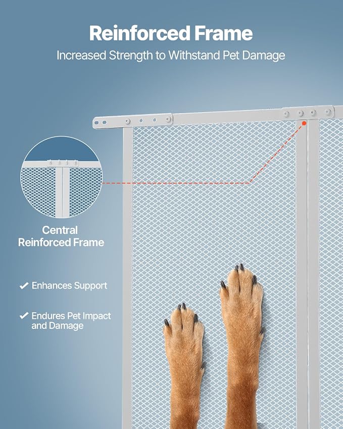 VEVOR RV Screen Door Protector, 24 x 26 inch Door Grille, Easy to Install and Disassemble, Reinforced Breathable Protective Mesh, Aluminum Alloy Camper RV Entry Protector for Pet Protection, White