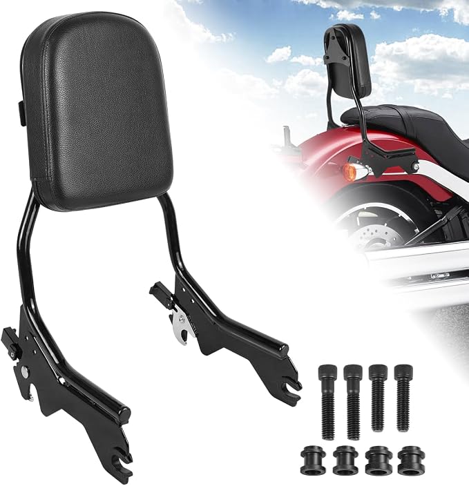 Passenger Upright Backrest Sissy Bar With Backrest Pad Docking Hardware Kit Compatible With For 2018-2025 Harley Softail FLSL FXST Heritage Classic FLHC FLHCS Deluxe FLDE Street Bob FXBB