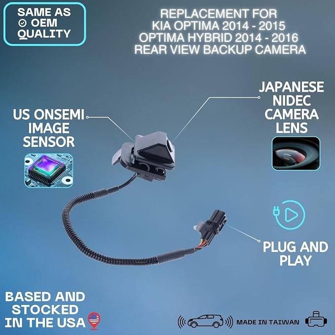 Backup Camera for 2014 2015 2016 Kia Optima Hybrid | Rear View, Parking Cam Replaces OE # 95760-2T650 957602T650, reverse parking assist backup monitor high definition hd sensor