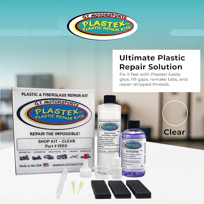 Plastex Plastic Repair Kits - Easily Glue, Repair or Remake Broken Plastic, Fiberglass, Wood & More! (XL Clear Kit)