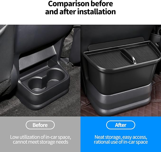 5PCS Rear Center Console Trash Can for Toyota Sienna 2021-2024 2025 2026 Accessories, Cup Holder Multifunctional Storage Box