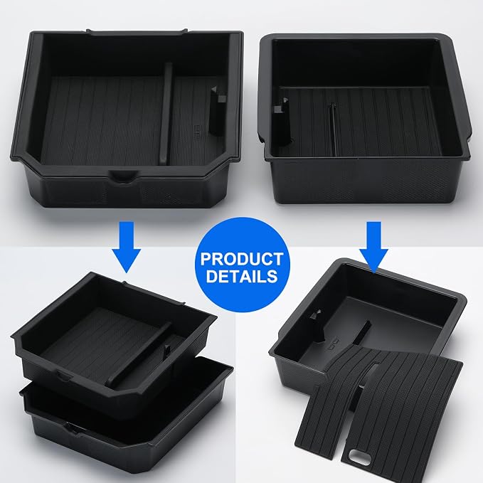 Jawjut Center Console Organizer Control Lower Bottom Storage Box 4PC Compatible with 2024 2025 Tesla Model 3 Highland