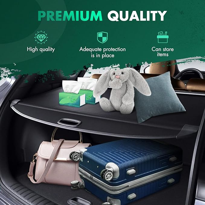 SCITOO Cargo Cover 2018-2024 for Ch-evrolet Equinox 1.5L 2018-2024 for Ch-evrolet Equinox 1.6L Upgraded Retractable Rear Trunk Cover with Aluminum PVC&Plastic