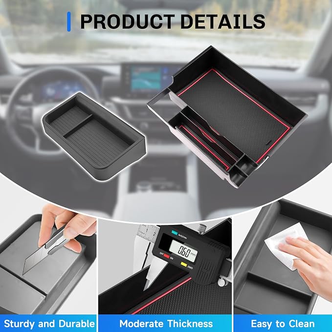 SXCY 2PCS for 2025 2026 Ford Explorer Screen Back Tray + Center Console Organizer (Red Mat) for Ford Explorer 2025 2026 Accessories for 2025 2026 For d Explor er Dashboard Organizer