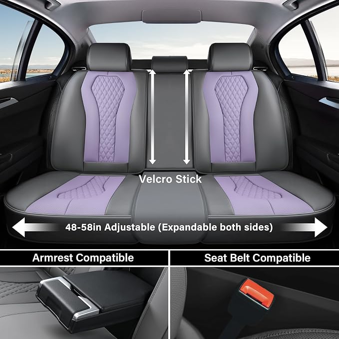 Coverado Car Seat Covers, Back Car Seat Cover, 3-Pieces Leather Seat Cover, Luxury Car Seat Cushion, Luxury Seat Cover Seat Protector Universal Most Cars Trucks SUV