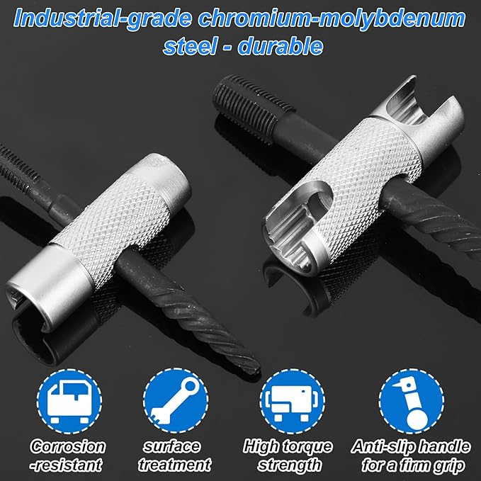 2pcs Grease Zerk Fitting Tool Set, 4-Way Zerk Thread Repair and Removal Kit for 1/4"-28 1/8"-NPT M10x1 M8x1 Threads, 3/8" 5/16" 7/16" Hex Sizes, Grease Fitting Tool for Install Remove Rethread