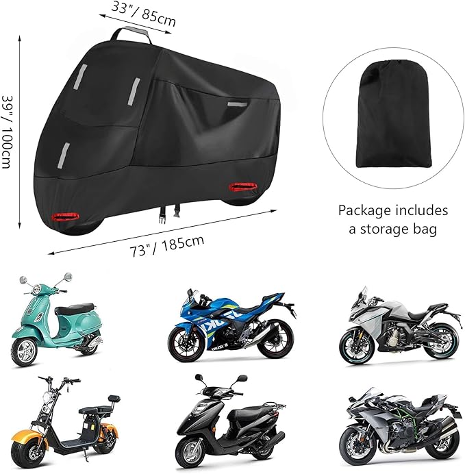 SECELES Mountain Bike Cover, 300D Waterproof Oxford Reflective Tapes 2 Lock Holes Windproof Buckles, Electric Bike Cover for City Mountain Ebike Tour Bicycle (M: 74" * 33" * 39")