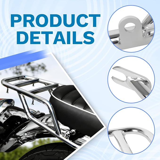 CHIFUN Rear Luggage Rack for Kawasaki W800 2020-2023, W800 ABS 2024-2026, W800 Cafe 2019-2020, Steel Motorcycle Luggage Shelf Bracket Cargo Rack Replacement (Chrome)