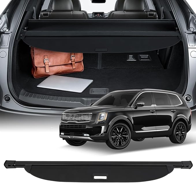 SCITOO Cargo Cover Shade 2020-2024 Fit for Kia Telluride Accessories Retractable Rear Trunk Anti-Peeping Privacy Security Waterproof Upgraded Cover