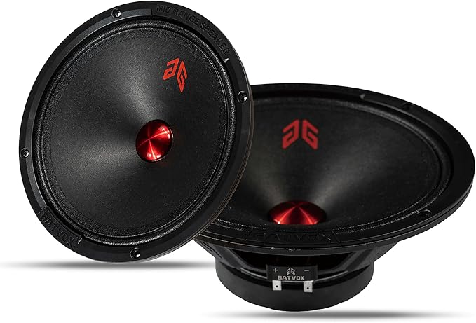 MX80P1 Loudspeaker 8 Inch Midrange 480 Watts 4 Ohms Orange Dust Cap, Premium Quality Audio Door Speakers for Car or Truck Stereo Sound System, Orange (2 Speakers)