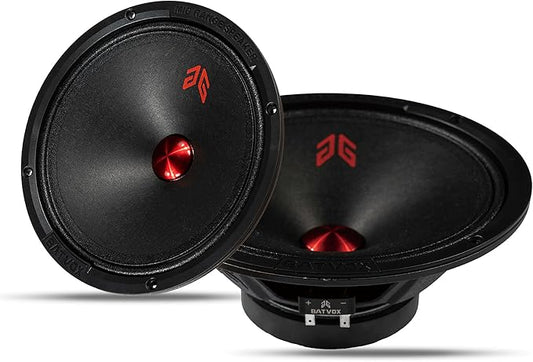 MX80P1 Loudspeaker 8 Inch Midrange 480 Watts 4 Ohms Orange Dust Cap, Premium Quality Audio Door Speakers for Car or Truck Stereo Sound System, Orange (2 Speakers)