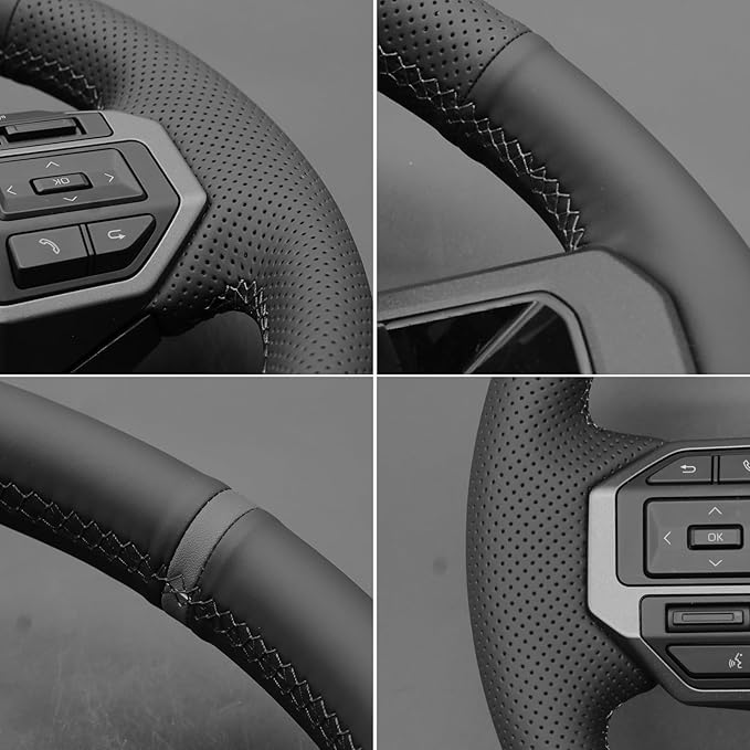 MEWANT Hand Stitch Steering Wheel Cover for Toyota Land Cruiser 2024-2026, Custom Fit DIY Wrap Interior Accessories