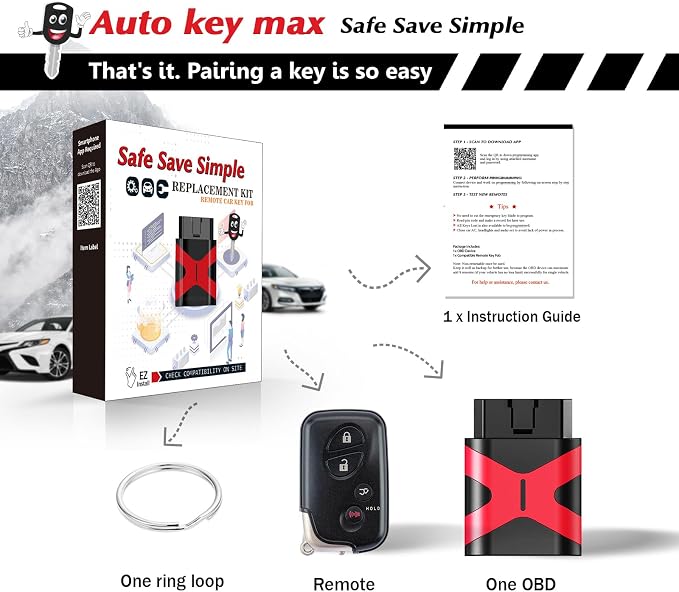 Remote Key Fob Replacement, Programmable Keyfob, Replacement Car Keys and Fob for 2010-2015 Lexus RX350 RX450H GX460 CT200H Smart Remote HYQ14ACX 271451-5290