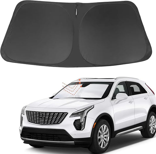 Front Windshield Sun Shade Foldable Car Front Window Sun Shade Windshield Shade Custom Fit for 2019-2024 2025 Cadillac XT4 Block UV Rays Accessories Heat Keep Cooler