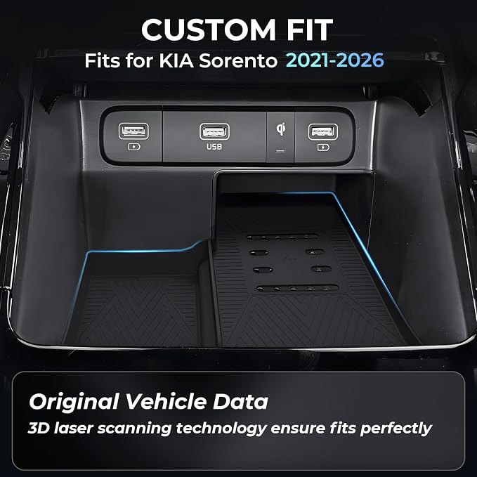 Wireless Charging Protective Mat for KIA Sorento 2026 2025 2024 2023 2022 2021, Center Console Interior Accessories Silicone Anti-Slip Wireless Charger Cover Pad for 2021-2026 Sorento, Black