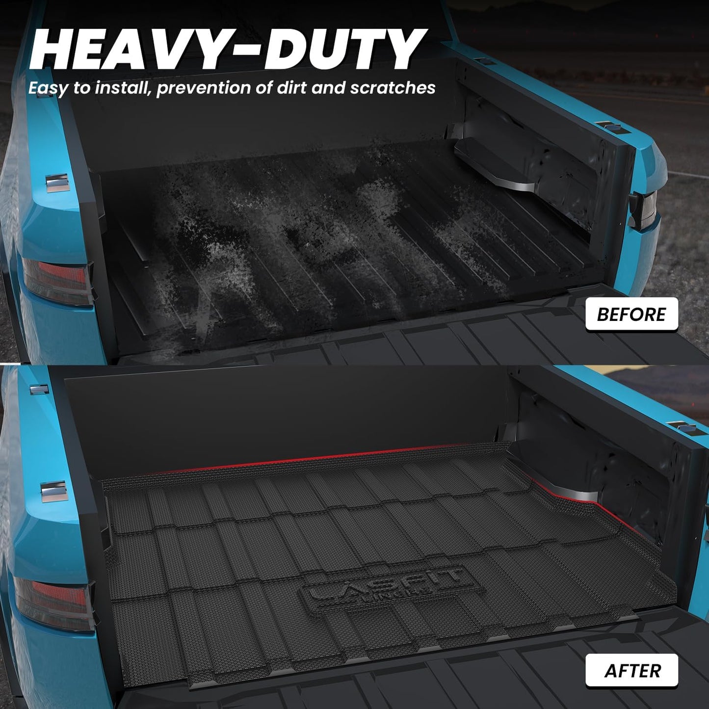 LASFIT Truck Bed Mat Fits for Rivian R1T 2025 2024 2023 2022 Accessories, Vehicle R1T Bed Mat Custom Fit Flush 2025-2022 R1T All Weather TPE R1T Truck Cargo Bed Liner, Black (Not Fit Drop-in Liners)