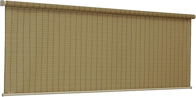Coolaroo Wand Operated Outdoor Roller Shade – Cordless Sun Blocking Window Blind for Patio, Deck, or Sunroom – Fade Resistant, Smooth Wand Operation, Kid-Safe, Hardware Included, 8' x 6', Bamboo