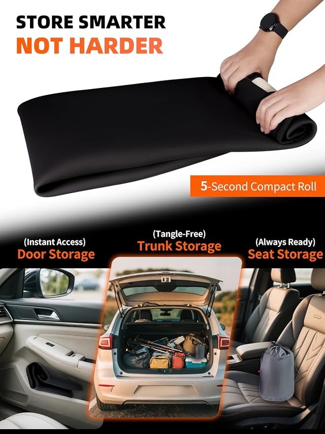 2 Pack Waterproof Car Seat Covers - Universal Fit Rubber Front Seat Protectors for SUVs, Sedans & Trucks - Non-Slip Backing for Fitness, Gym & Pets - Black