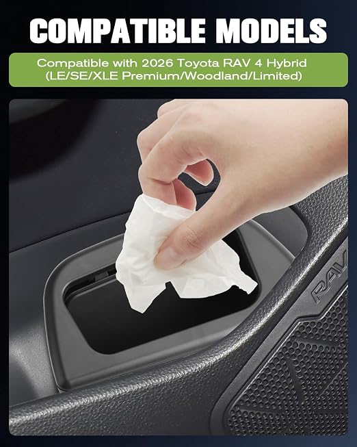 (2PCS) RAV 4 2025 Trash Can Trash Bin for Door RAV4 XSE Car Door Trashcan Trash Holder for 2019-2025 Toyota RAV4 Hybrid Accessories (LE/SE/XLE Premium/Woodland/Limited)Driver Passenger Door Trashcans