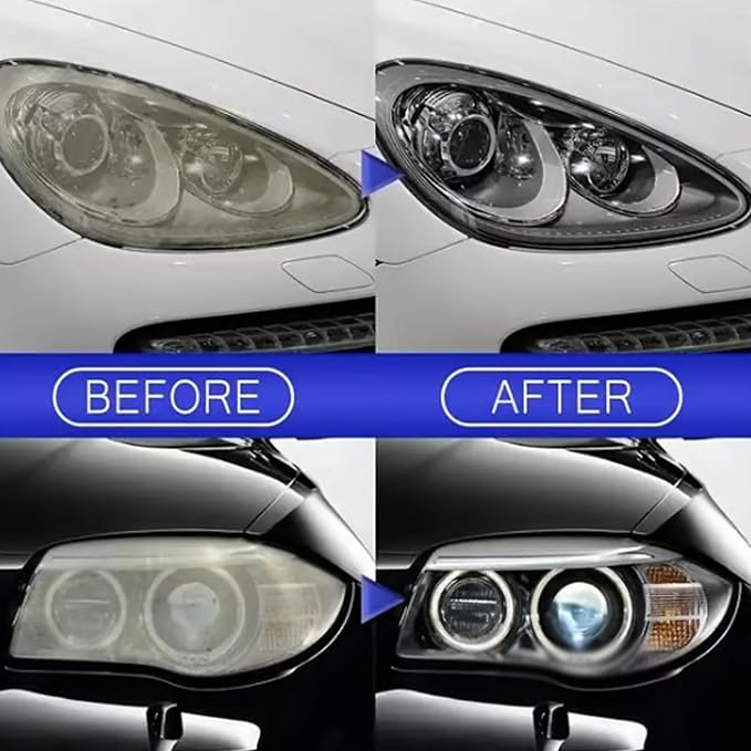 Headlight Restoration Wipes Kit, 2 Step Headlight Cleaner & Protective Coating Wipes, Removes Oxidation & Yellowing, Restores Clarity & Shine,Headlight Polish no Power Tools Required (4PCS)