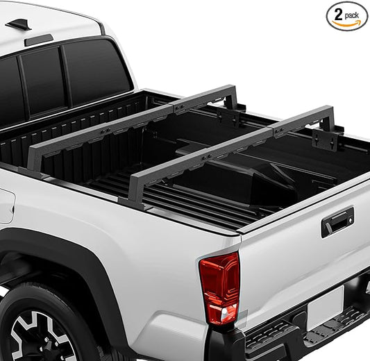 YZONA Truck Bed Rack with 2 Cross Bars Cargo Carrier Truck Rack Compatible with Silverado/Sierra/Ram/Ford F-Series/Tacoma/Tundra/Titan/Frontier/Colorado/Canyon/Gladiator JT, Ladder Cargo Rack
