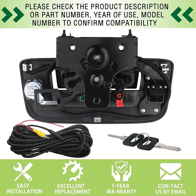Backup Camera Tailgate Handle Rear View Camera Liftgate Latch Handle with Key Lock Cylinder Black Compatible with 2007-2014 Chevrolet Chevy Silverado GMC Sierra 1500 2500 3500