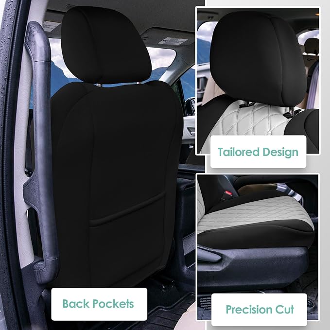 FH Group Custom Fit Car Seat Covers Specifically Made for Toyota Sienna 2021-2024, Gray Ultraflex Neoprene Front Set Automotive Seat Covers, 7-8 Seater SUV Seat Covers, Toyota Accessories