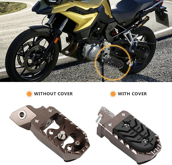 Motorcycle Foot Pegs Footpegs Rest Pedal Replacement for BMW F750GS F850GS R1200GS R1250GS R1300GS Aluminum Footrest Pedals with Built-in Spring (sliver)