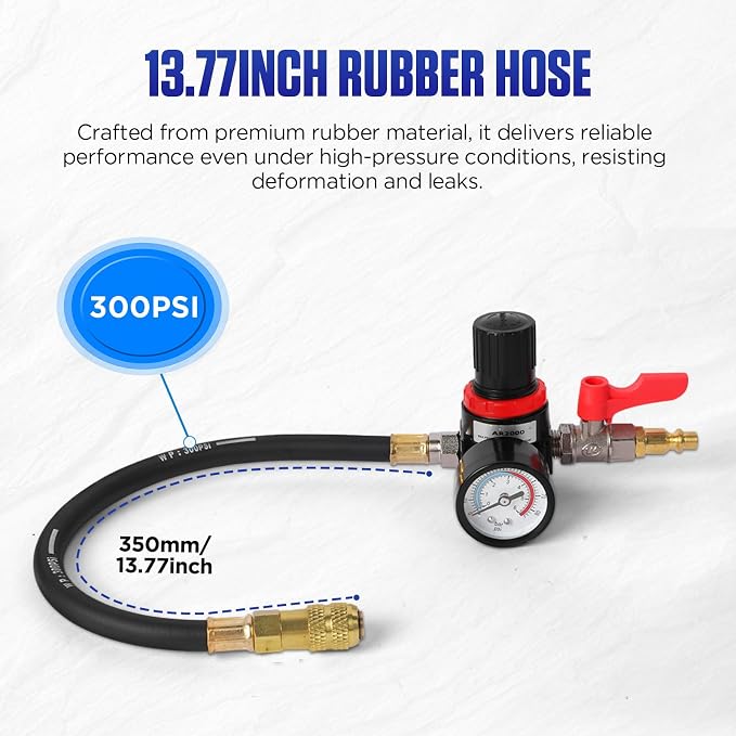 Turbo System Leakage Tester Kit with 4 Pairs of Stepped Adapters 1-3/8" to 3-1/2", Turbocharger Boost Leak Tester Kit for Most Vehicles