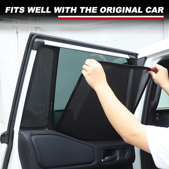 Rear Side Window Shades for Toyota Land Cruiser Prado LC250 2024-2026 Breathable Mesh Net Curtains Car Window Screen Cover UV Blocker Sun Protector Glare HeatShield Privacy Protector Window Sunshade