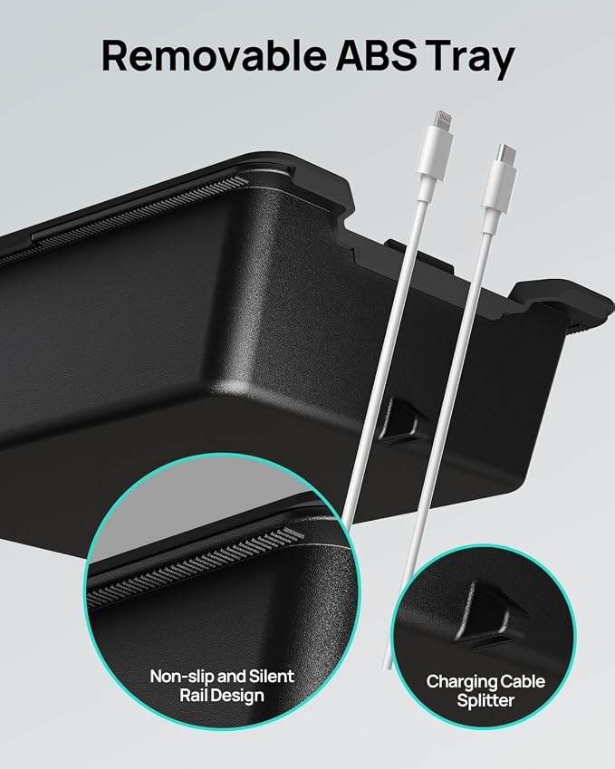 HALOBLK Center Console Organizer Tray, Two-Tier Removable Design Compatible with Tesla Model 3 (2021-2023) Model Y (2021-2024)