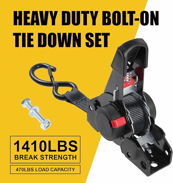 Ayaport Retractable Ratchet Straps 1 inch x 6ft Bolt-on Tie Down Straps to Trailer - 1410lbs Break Strength, Heavy Duty Trailer Strap for Cargo, Boat, Jet Ski, Motorcycles, ATV