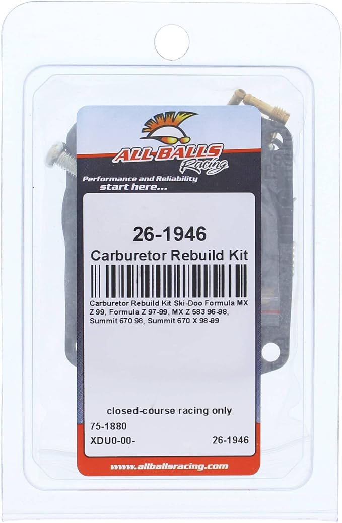 All Balls Racing Carburetor Rebuild Kit 26-1946 Compatible With/Replacement For Ski-Doo Formula Z 1997-1999, Formula MX Z 1999, Summit 670 X 1998-1999, MX Z 583 1996-1998