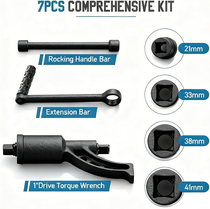 Heavy Duty Torque Multiplier Wrench - 1:64 Torque Wrench Set Labor Saving Lug Nuts Remover 1'' Drive 4800 NM with 7 PCS CR-V Sockets Set for Semi Truck & Rvs with Storage Case