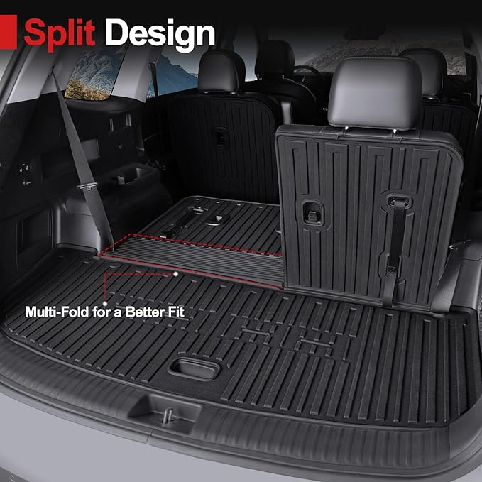 Floor Mats for 2020-2025 Kia Telluride 7/8 Passenger, All Weather TPE Durable Cargo Liner with Backrest Mat Interior Protection for 2025 Kia Telluride