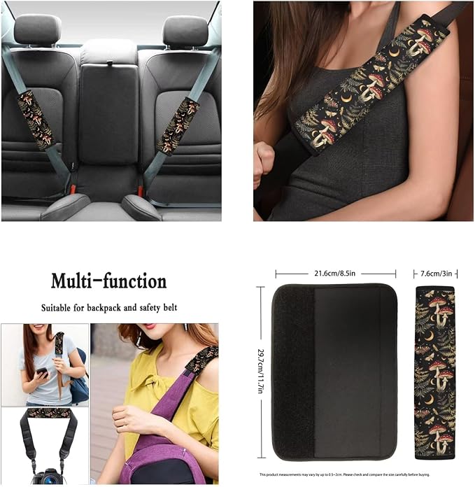 Ystardream Wild Mushroom Car Seat Covers Full Set Girly Car Seat Covers Front and Backseat,Automatic Interior Sets,Bench Protection Universal Fit Suvs,Vans,Sedans,Trucks