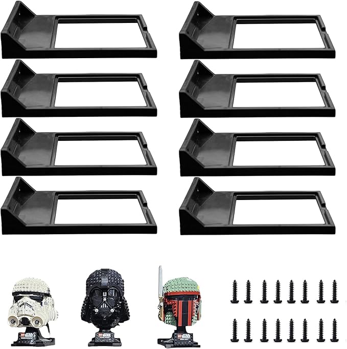 TEYOUYI 8pcs Wall Mount for Lego Star Wars Helmet Display Shelf for Lego Star Wars Helmet Compatible with All Standard Lego Helmets Black
