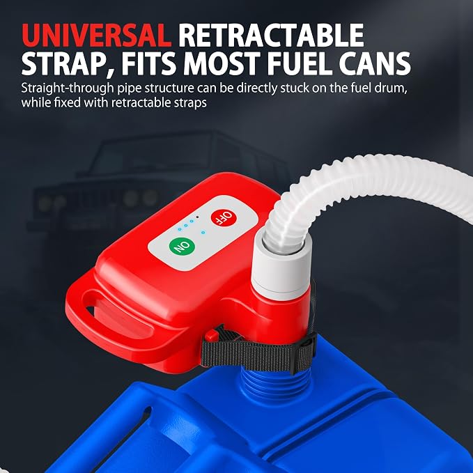 Rechargeable Fuel Transfer Pump with Auto-Stop & Leak Protection, 3.4 GPM Automatic Gas Can Pump with 71" Extra Long Hose, Portable Lithium Battery Gas Transfer Pump for Oil, Diesel, Gasoline