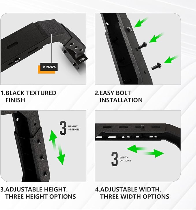 YZONA Adjustable 20-22.87" High Truck Bed Racks with 2 Led Lights Compatible with Tacoma/Tundra/Silverado 1500/ Sierra 1500/ Ram 1500/ Titan/Frontier/Canyon/Colorado/JT/Ford F-Series/Ranger