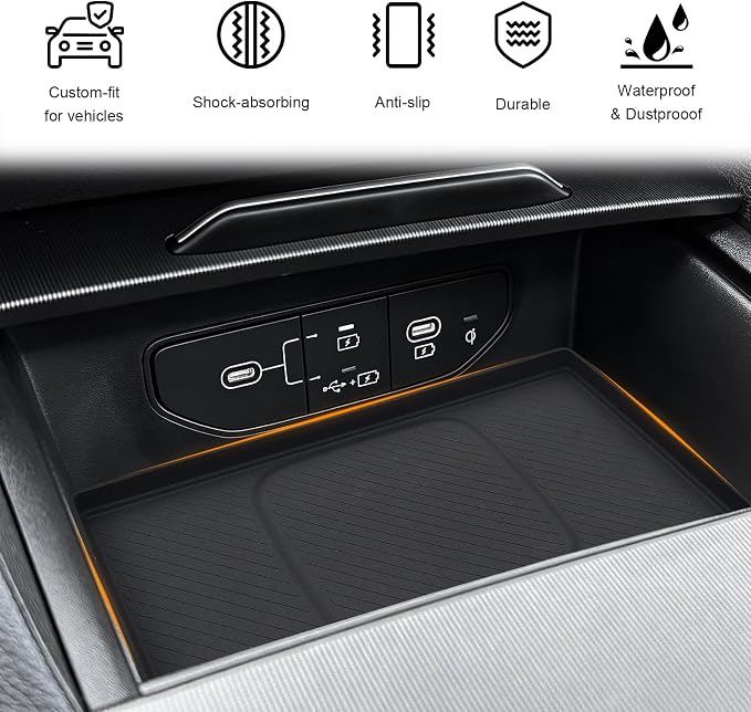 Wireless Charging Anti-Slip Mat for 2026 Kia Sportage Hybrid/Plug-in Hybrid Accessories Wireless Charging Pad Cordless Charger Mat Heat Insulating Silicone Material(Not for Fuel Versions)