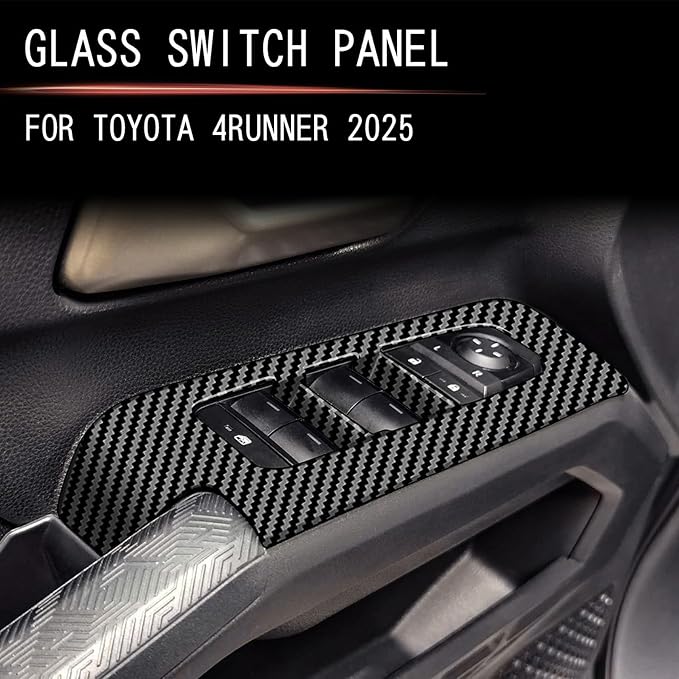 4Pcs Window Lift Cover for Toyota 4Runner 2025 2026 Interior Accessories (NOT Fit Tac0ma) Door Trim Cover Center Consoles ABS Decor Carbon Fiber