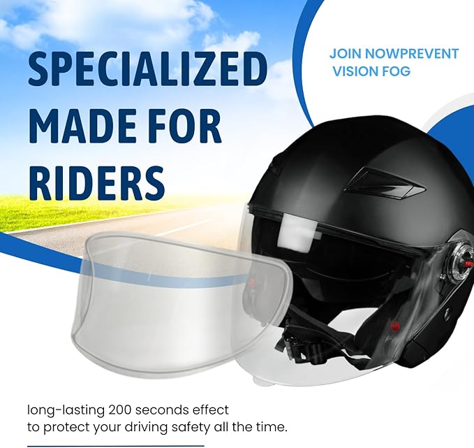 XII WY Universal Motorcycle 3/4 open face Helmet Shield Anti Fog Film,Clear Visor Lens Insert Fog Resistant Waterproof Sticker