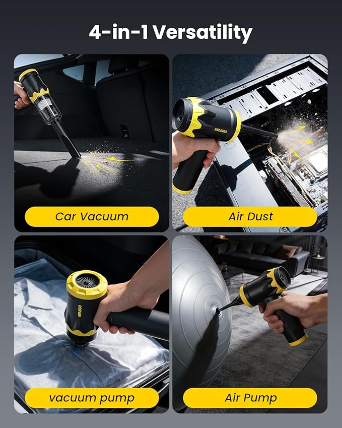 Mr.ego Car Vacuum Portable Cordless, 18500Pa Hand Held Vacuum Cleaner and Air Duster, 4-in-1 Mini Vacuum with Multi-Nozzles for Small Jobs, Car, Home, Desk, Keyboards (Black)