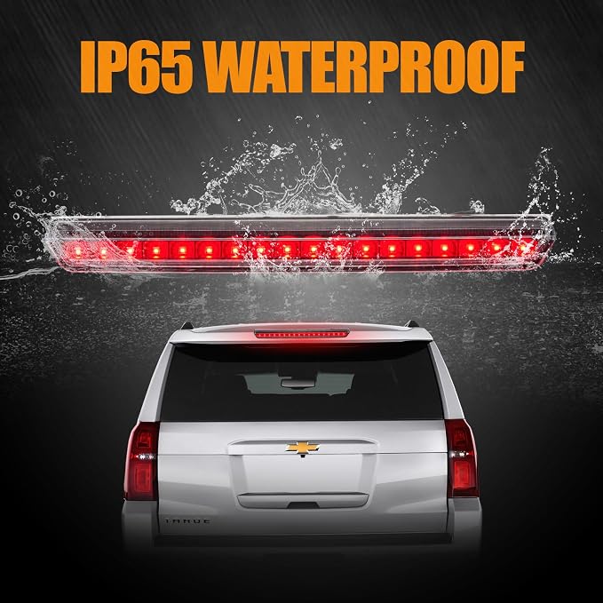Third 3rd Brake Light LED for 2015-2020 Chevy Tahoe/Suburban, High Mount Rear Brake Lights Assembly for 2016-2019 Suburban 3500HD, Waterproof Center Cab Lamp Stop Light (Black)