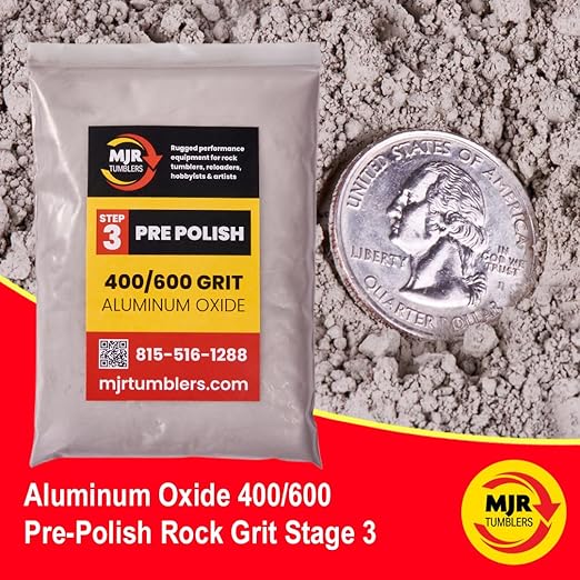 5lb of MJR Tumblers Premium 400/600 Pre-Polish Aluminum Oxide Rock Polishing Grit for Step/Stage 3, MJR Tumblers is a Disabled and Veteran Owned Company Proudly Located in USA