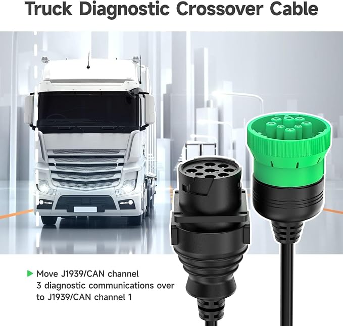 ANCEL CAN 3 - CAN 1 Crossover Cable for 2016 & Newer Paccar Peterbilts/Kenworths/Cummins Engines, 9 Pin Heavy Duty Truck Scanner Diagnostic Adapter Tool